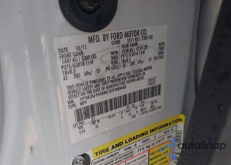 2012 Ford Expedition Xlt from USA, damaged, VIN 1FMJU1H58CEF08945